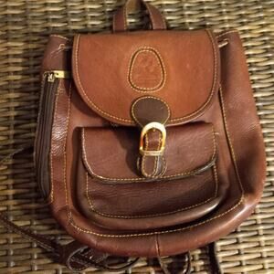 Vintage Rugero Leather Backpack 90s Y2K Brown Flannel Lined Old Money Heritage
